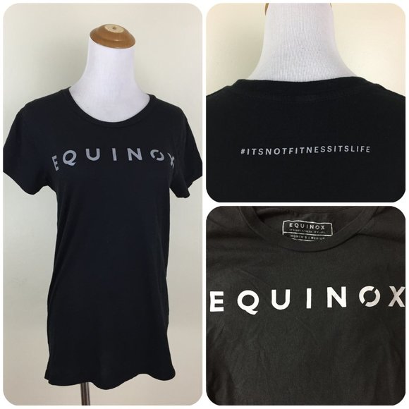 equinox Tops - EQUINOX Black Logo Print Short Sleeve Tee Active Wear Shirt